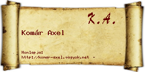 Komár Axel névjegykártya